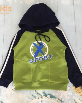 Áo bé trai Hoodie sport màu xanh lá (8-12 Tuổi)