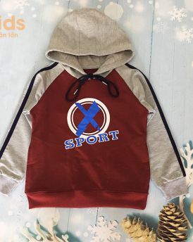 Áo bé trai Hoodie sport thời trang màu đỏ đô (8-12 Tuổi)