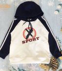 Áo bé trai Hoodie sport thời trang màu trắng (8-12 Tuổi)