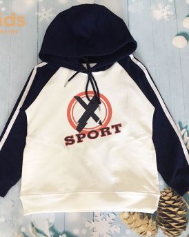 Áo bé trai Hoodie sport thời trang màu trắng (8-12 Tuổi)