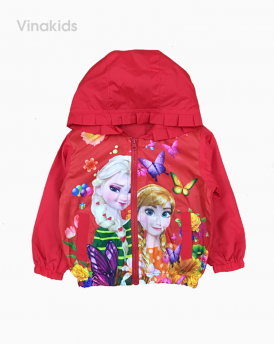 Áo khoác gió bé gái công chúa Elsa & Anna màu đỏ (1-7 tuổi)