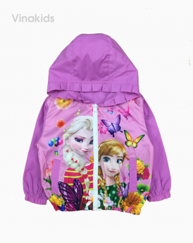 Áo khoác gió bé gái công chúa Elsa & Anna màu tím (1-7 tuổi)
