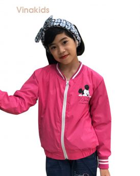 Áo khoác gió bé gái hình mickey màu hồng sen (8-12 tuổi)