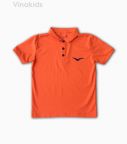 Áo kiểu dáng polo bé trai thêu logo Vinakids màu cam size 8-12 tuổi