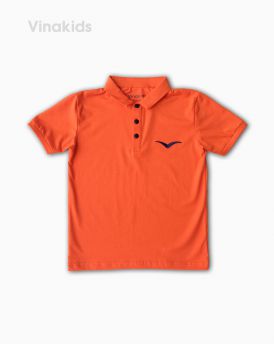 Áo kiểu dáng polo bé trai thêu logo Vinakids màu cam size 8-12 tuổi