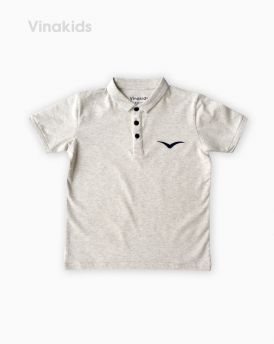 Áo kiểu dáng polo bé trai thêu logo Vinakids màu ghi 1-7 tuổi