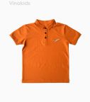 Áo kiểu dáng polo bé trai thêu logo Vinakids màu vàng đất size 8-12 tuổi