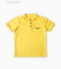 Áo kiểu dáng polo bé trai thêu logo Vinakids màu vàng size 8-12 tuổi