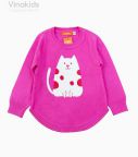 Áo len bé gái Mèo màu hồng sen size 2-10