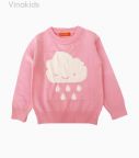 Áo len bé gái thêu hình mây mưa màu hồng phấn (1-7 Tuổi)