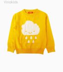 Áo len bé gái thêu hình mây mưa màu vàng (1-7 Tuổi)