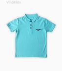 Áo kiểu dáng polo bé trai thêu logo Vinakids màu xanh ngọc size 8-12 tuổi