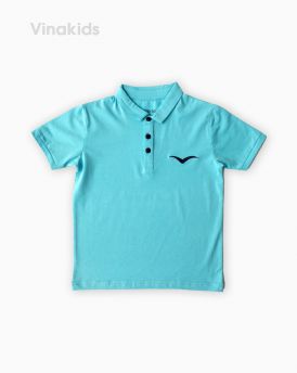 Áo kiểu dáng polo bé trai thêu logo Vinakids màu xanh ngọc size 8-12 tuổi