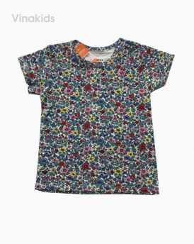 Áo thun cotton ngắn tay bé gái hình hoa màu xanh (1-7 tuổi)