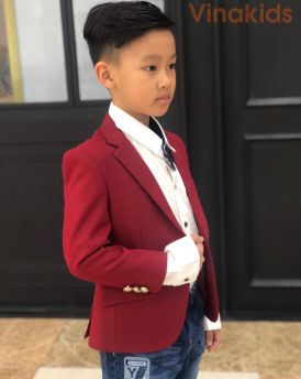 Áo vest bé trai cao cấp màu đỏ (1-6 tuổi)