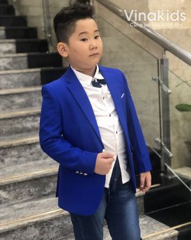Áo vest bé trai cao cấp màu xanh  (7-11 tuổi)
