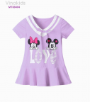 Đầm Mickey Love cổ tim màu tím