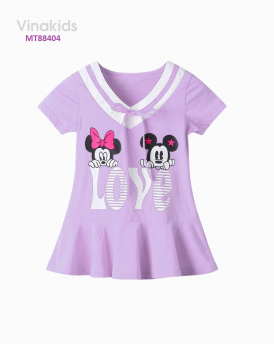 Đầm Mickey Love cổ tim màu tím