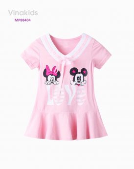 Đầm Mickey love màu hồng phấn