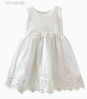 Đầm ren cao cấp kim sa sang chảnh màu trắng (1-8 tuổi)