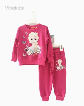 Đồ bộ bé gái da cá màu hồng sen size 3-7