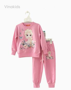 Đồ bộ bé gái da cá màu hồng phấn size 3-7