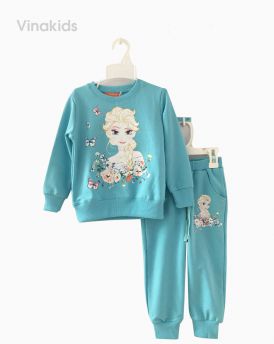 Đồ bộ bé gái da cá màu xanh size 3-7