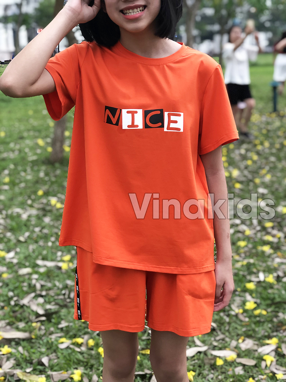 Đồ bộ bé gái dáng thể thao Nice màu cam (10-15 tuổi)