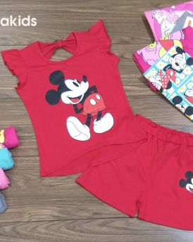 Đồ bộ bé gái hình Mickey màu đỏ (6-10 tuổi)