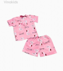 Đồ bộ bé gái pijama màu hồng phấn