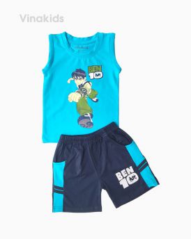 Đồ bộ bé trai Ben 10 quần sọc ngang màu xanh (1-7 tuổi)