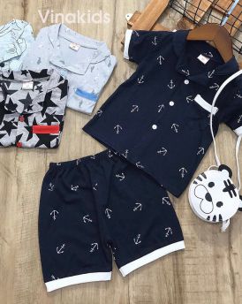 Đồ bộ bé trai Pijama màu tím than (1-5 tuổi)