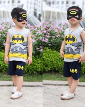 Đồ bộ bé trai batman kèm mặt lạ màu ghi