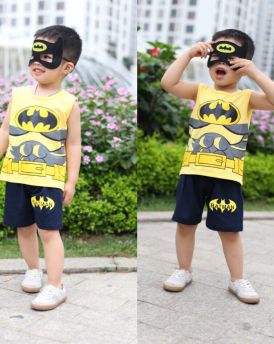 Đồ bộ bé trai batman kèm mặt lạ màu vàng