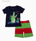 Đồ bộ bé trai borip cá sấu màu tím than (2-6 tuổi)