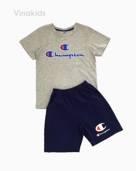 Đồ bộ bé trai ngắn tay Champion màu ghi size 7-12 tuổi