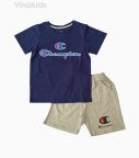 Đồ bộ bé trai ngắn tay Champion màu tím than size 7-12 tuổi