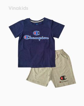 Đồ bộ bé trai ngắn tay Champion màu tím than size 7-12 tuổi