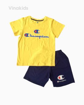 Đồ bộ bé trai ngắn tay Champion màu vàng size 7-12 tuổi