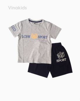 Đồ bộ bé trai ngắn tay mặt hổ Sport màu ghi size 7-10 tuổi