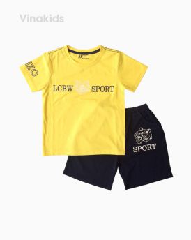 Đồ bộ bé trai ngắn tay mặt hổ Sport màu vàng size 7-10 tuổi