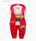 Đồ bộ sét 3 minions màu đỏ size đại