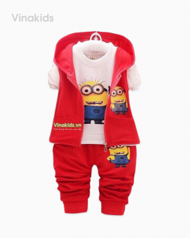 Đồ bộ sét 3 minions màu đỏ size đại