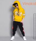 Đồ bộ thể thao Scor kiểu dáng Hip Hop màu vàng (3-10 tuổi)