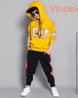 Đồ bộ thể thao Scor kiểu dáng Hip Hop màu vàng (3-10 tuổi)