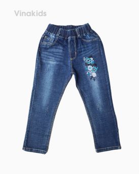 Quần dài jeans bé gái hoa kim tuyến (5-8 tuổi)