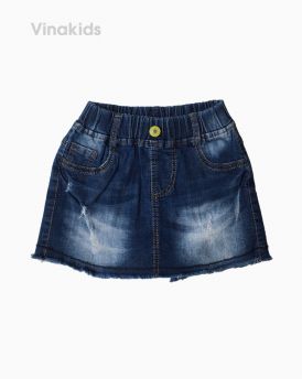 Quần jeans bé gái giả váy xước màu xanh đậm (1-7 tuổi)