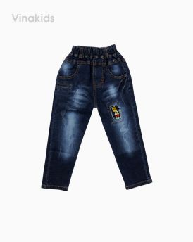 Quần jeans bé trai thêu đắp màu xanh đậm (1-7 tuổi)