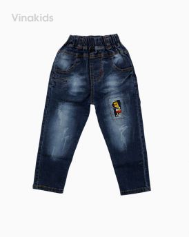 Quần jeans bé trai thêu đắp màu xanh nhạt (1-7 tuổi)