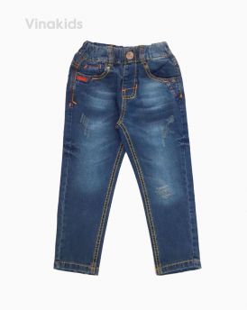 Quần jeans dài bé trai đắp rách màu đậm 22125 (7-11 Tuổi)